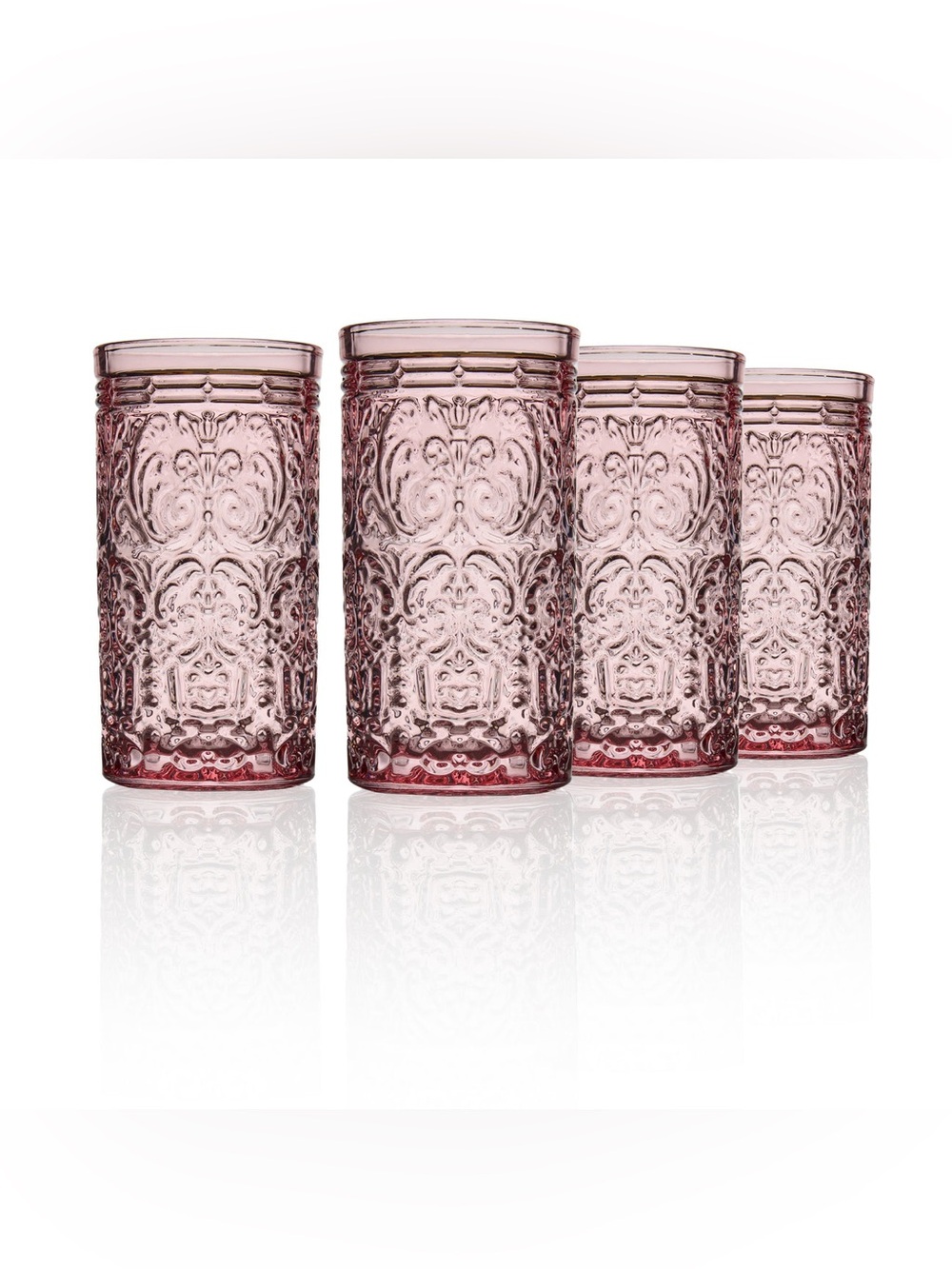 Godinger Jax Pink Highball Glasses, Set of 4